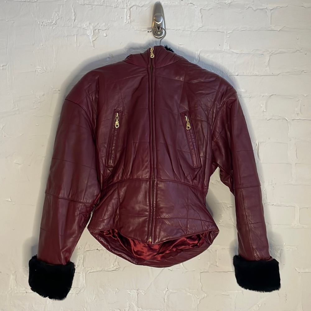 Leather Hooded Jacket Coat